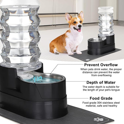 RIZZARI Large Water Dispenser for Dogs: 8L Raised Black Auto-Refill Stainless - Image 5