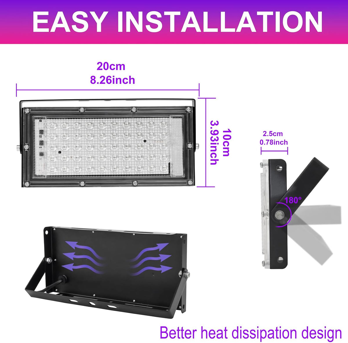 50W LED Black Lights for Glow Party, IP65 Waterproof UV Blacklight Floodlight...