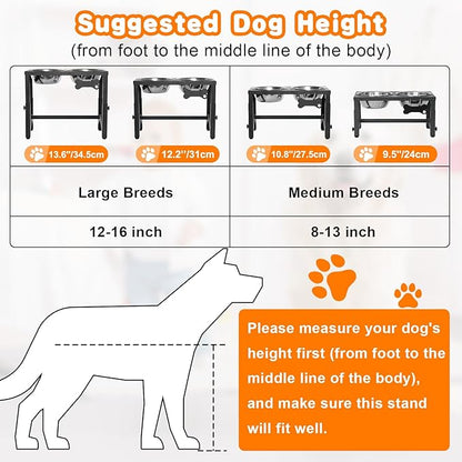 Elevated Dog Bowls, 4 Height Adjustable Metal Raised Bowl Stand - Image 8