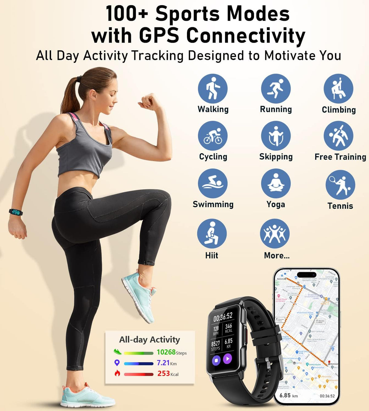 fitness tracker with heart rate blood oxygen blood showing dimensions