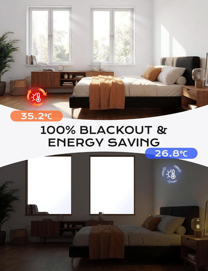 Fillis Magnetic Blackout Window Cover for Bedroom, Portable Temporary No Drill Blackout Curtains, Removable Window Blinds for Nursery, RV, Media Room, 420D Oxford Fabric, 39x57 Inch, White