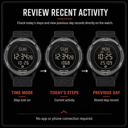 north edge alps outdoor digital compass watch for showing dimensions