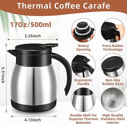 Norme 2 Pcs Thermal Coffee Carafe Insulated Stainless Steel Coffee Carafe - Image 2