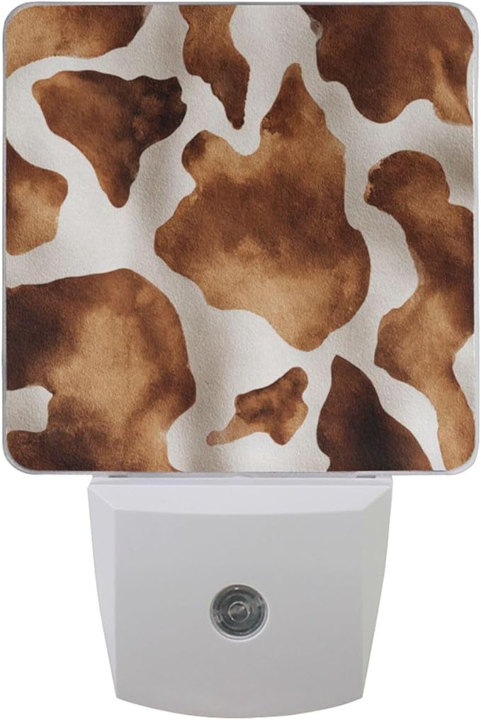 Pigsaly Led Night Light Animals Brown Cow Skin Night Light Plug in Wall Lamp by Pigsaly