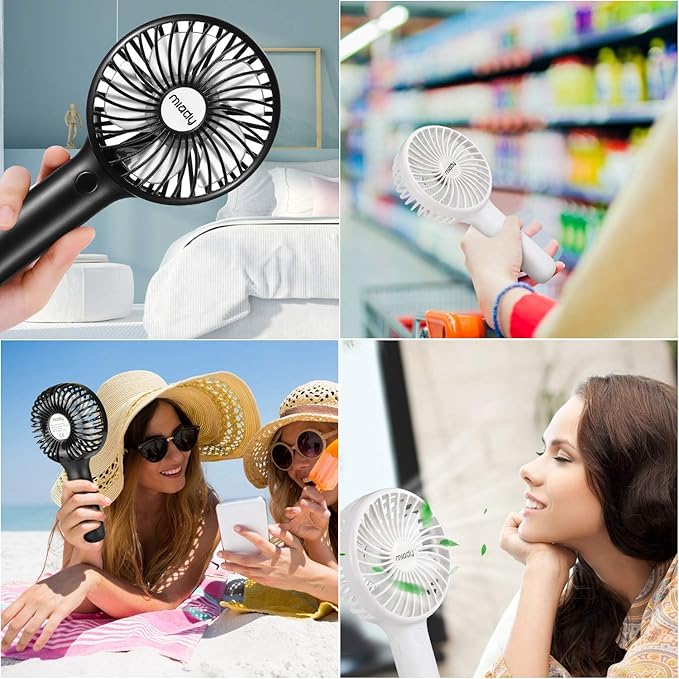 Miady 2-Pack Upgraded 5000mAh Portable Handheld Fan 3 Speed Mini USB Strong - Image 6