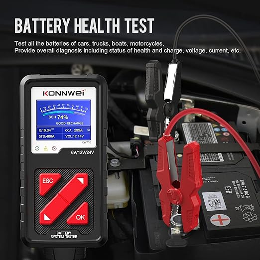 KONNWEI KW710 Car Battery Tester 6V 12V 24V, Battery Load Tester Automotive - Image 4