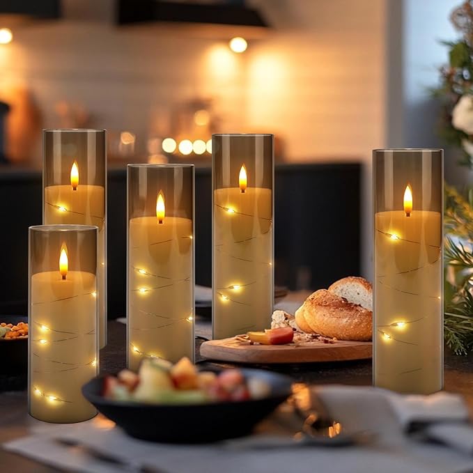 24pcs Flameless Grey Pillar Candle - Image 9