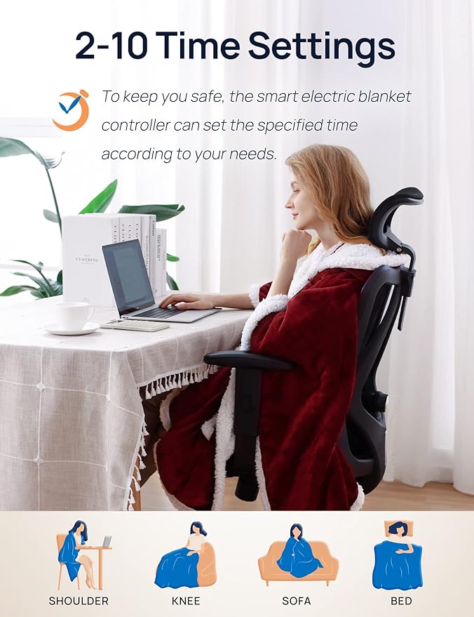 Westinghouse Wearable Heated Throw Blanket, Electric Heated Wrap Poncho Shawl - Image 4