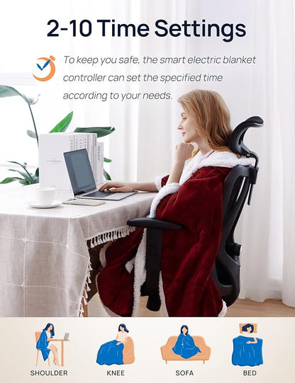 Westinghouse Wearable Heated Throw Blanket, Electric Heated Wrap Poncho Shawl - Image 4