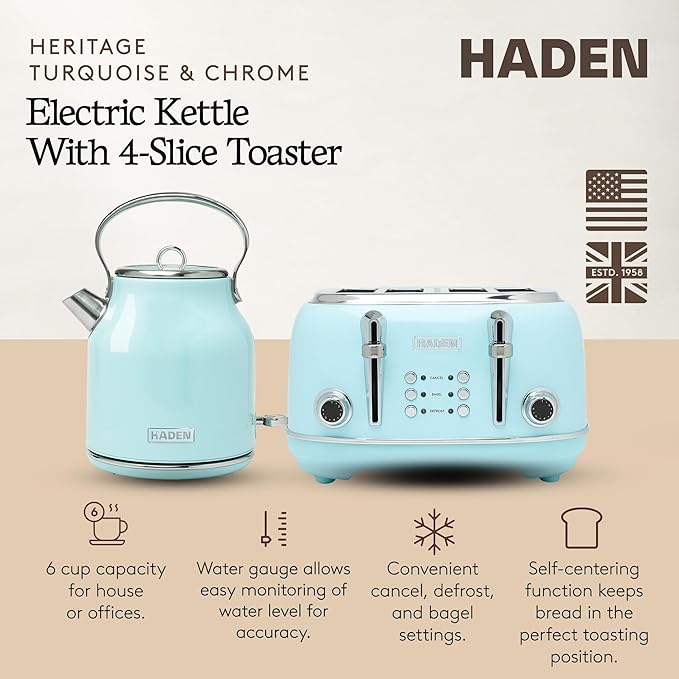 Haden Heritage 4 Slice Wide Slot Stainless Steel Toaster Bundled - Image 2