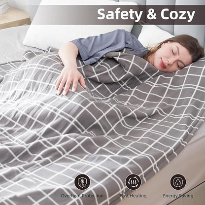 Electric Heated Blanket Full Size 72"x84", Whit 10 Hs Auto Off & 4 Heating - Image 2