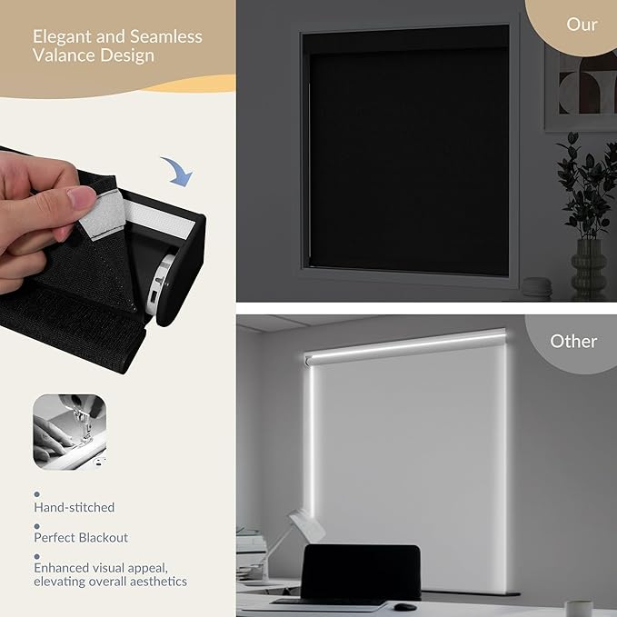 Boolegon Motorized 100% Blackout Roller Blinds - Image 6