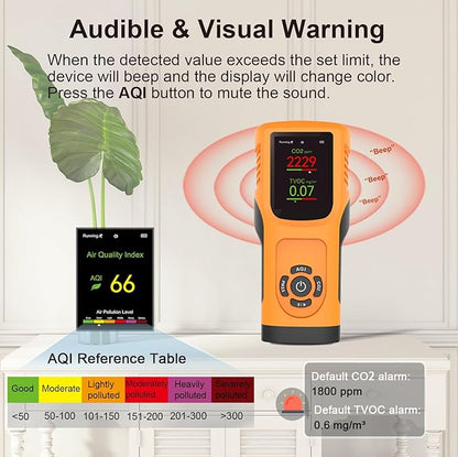 Portable 6-in-1 Air Quality Monitor Indoor Air Quality Tester Air Quality Meter - Image 4