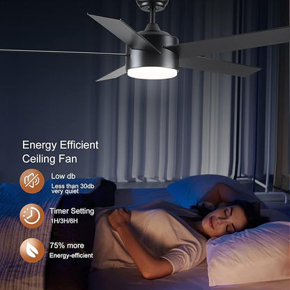 POCHFAN 52 inch Black Ceiling Fans - Image 4