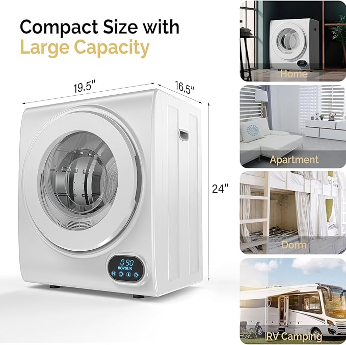 ROVSUN Portable Clothes Dryer, 110V 850W High End Front Load Laundry Tumble - Image 6