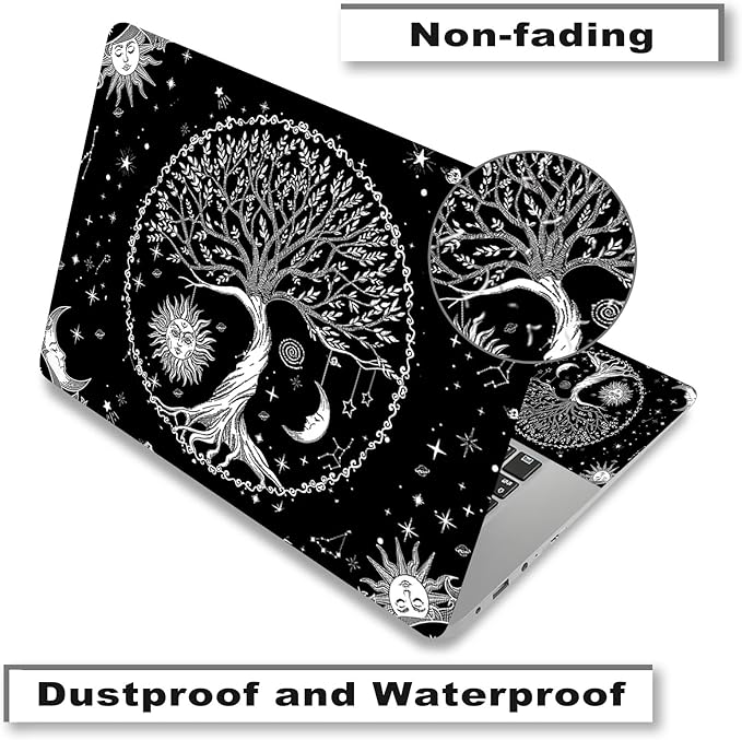 Laptop Skin Sticker Decal, Waterproof Removable, Moon & Sun & Stars - Image 4
