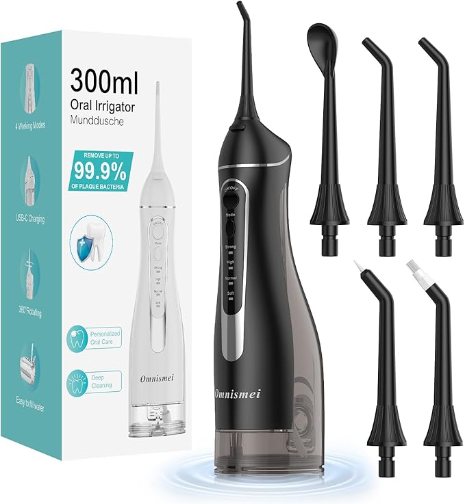 Water Dental Flossers for Teeth, 300ML Cordless Portable Electric Water Flosser by FlossSmarterSmileBrighter