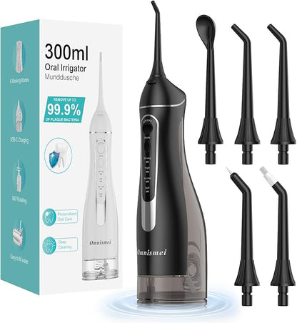 Water Dental Flossers for Teeth, 300ML Cordless Portable Electric Water Flosser by FlossSmarterSmileBrighter