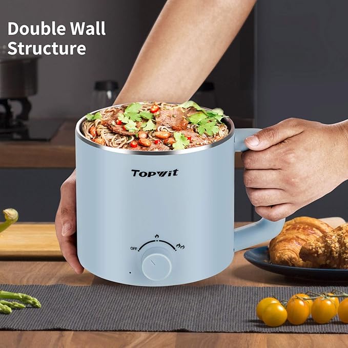 Topwit Hot Pot Electric, Electric Pot, 1.6L Ramen Cooker, Shabu-Shabu, Soup and - Image 5
