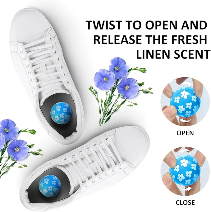 STRN Sneaker Deodorizer Balls 6 Pack Linen Scent Shoe Odor Elimination - Image 4