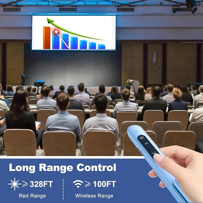 QUI Presentation Clicker for PowerPoint, RF 2.4GHz USB C Wireless Presenter - Image 6