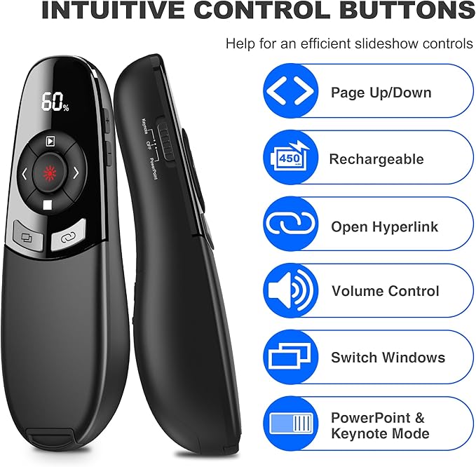 USB C Rechargeable Presentation Clicker Wireless Presenter Remote - Image 5