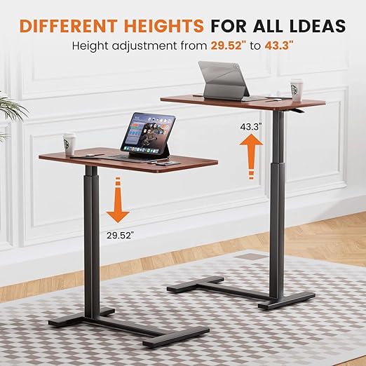 Mobile Bed Laptop Desk with Lockable Wheels and Height Adjustment Function - Image 3