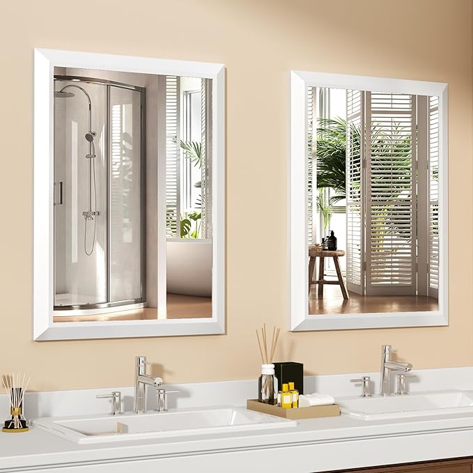SMIROR Matte White Bathroom Mirror - Image 6