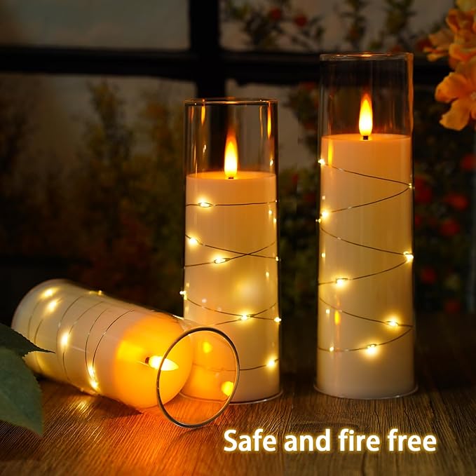 Flickering Flameless LED Candles, Acrylic LED Pillar Candles - Image 4