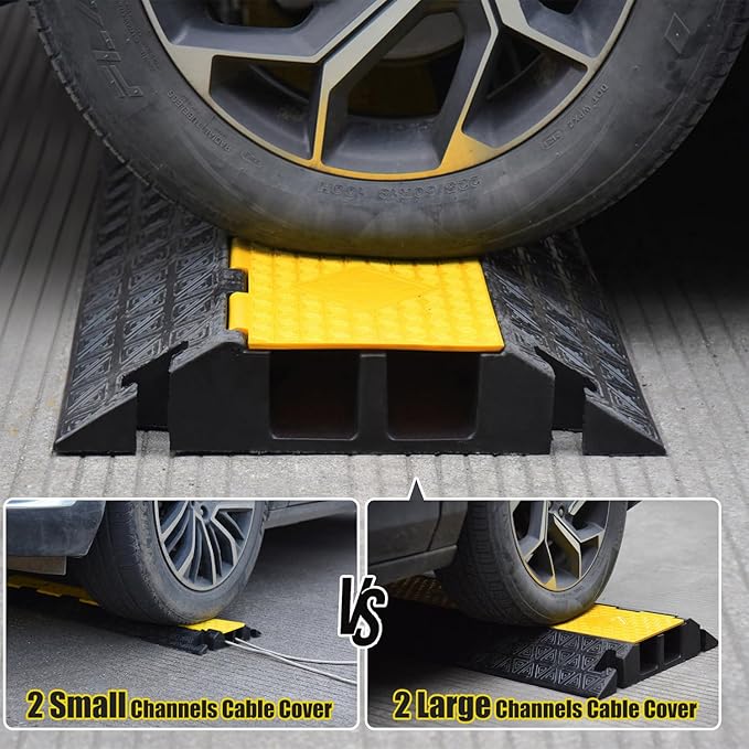 OranLite Large 2-Channel Rubber Floor Cable Protector Ramp, Heavy-Duty Floor - Image 2