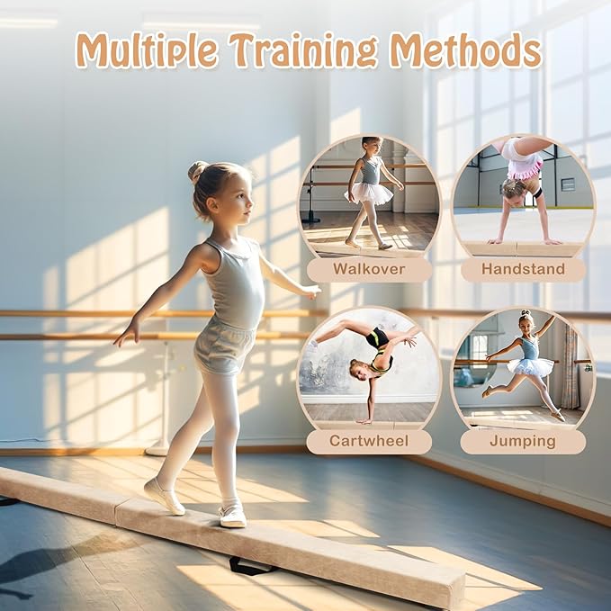 Giantex 7FT/8FT/9FT Balance Beam, Folding Gymnastics Beam w/Carry Handles - Image 2