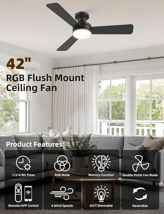 Homlit 42 inch RGB Ceiling Fan - Image 2