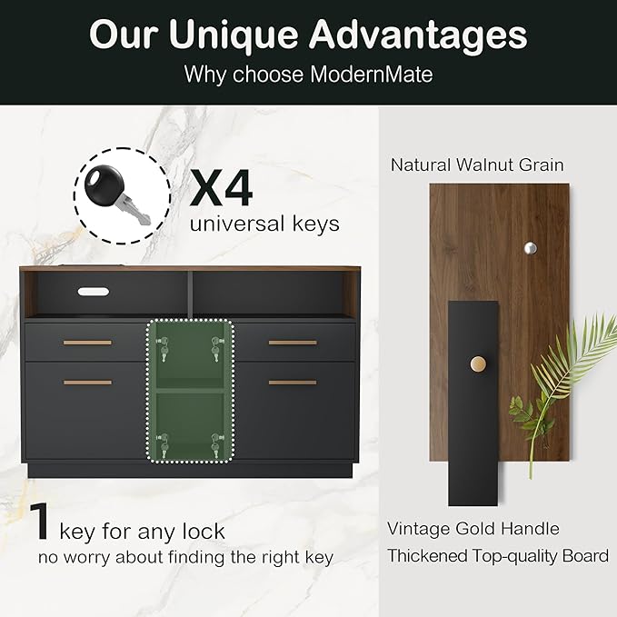 4 Drawer File Cabinet, Wood Filing Cabinet - Image 6