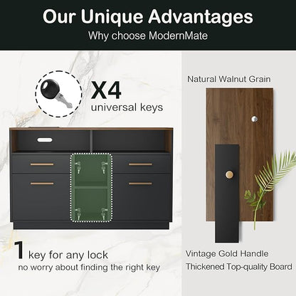 4 Drawer File Cabinet, Wood Filing Cabinet - Image 6