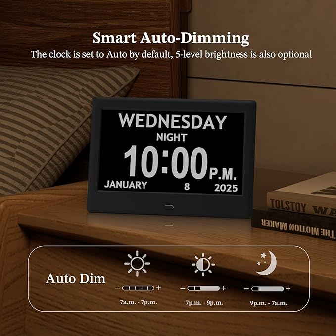 2025 NEW, Digital Clocks, Auto-Dimming, 12 Reminders & 6 Alarms, Button & - Image 6