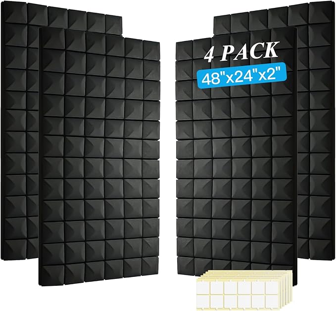 4 PCS Acoustic Panels, High Density Fire Resistant & Noise Absorbing by Unknown