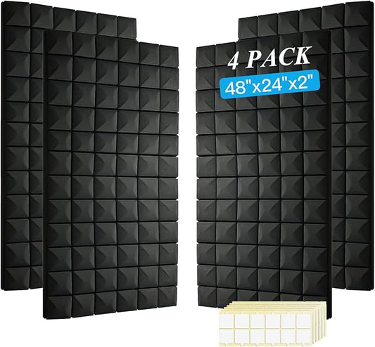 4 PCS Acoustic Panels, High Density Fire Resistant & Noise Absorbing by Unknown