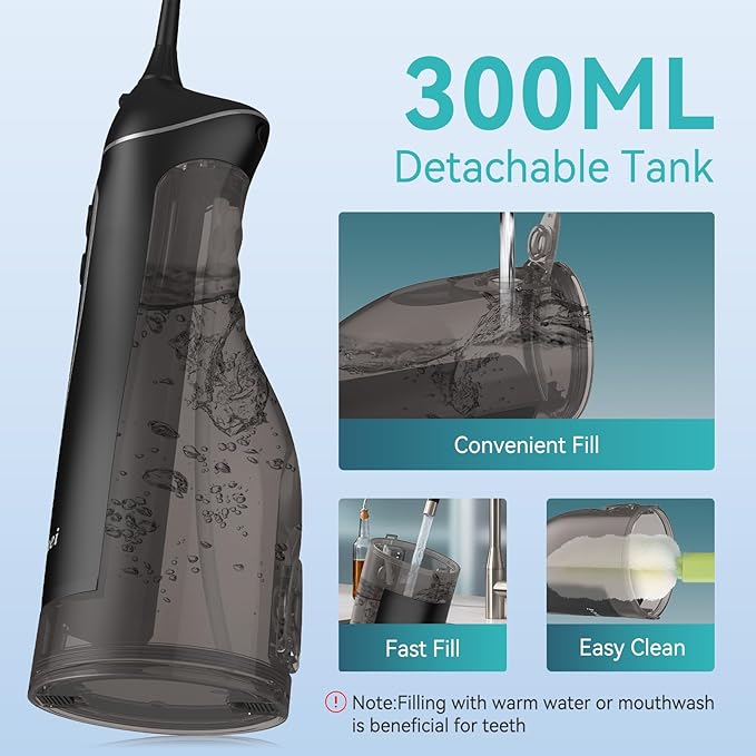 Water Dental Flossers for Teeth, 300ML Cordless Portable Electric Water Flosser - Image 3