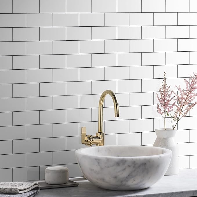 Vamos Tile 100-Piece Glossy Pure White Peel and Stick Backsplash Tile, Stick on - Image 9
