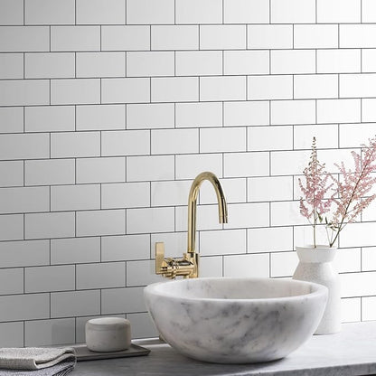 Vamos Tile 100-Piece Glossy Pure White Peel and Stick Backsplash Tile, Stick on - Image 9
