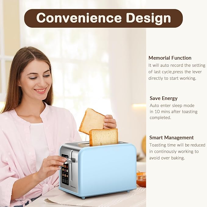 Mecity 2 Slice Touch Screen Toaster, 1.5" Wide Slot, Stainless Steel Smart - Image 5