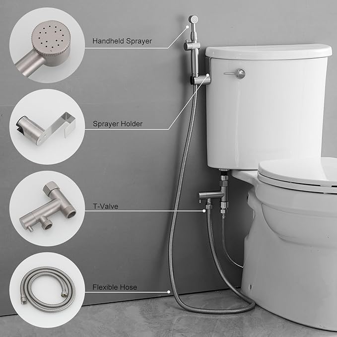 Brushed Nickel Handheld Bidet Sprayer Attachment - Image 6