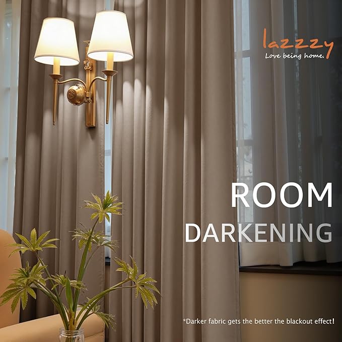 Lazzzy Velvet Blackout Curtains Thermal Insulated Room Window Drapes Super Soft - Image 6