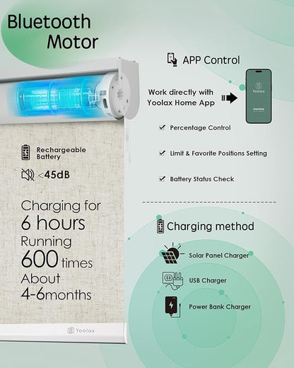 Yoolax Motorized Blinds App Control, Cordless Automatic Shades Roller Window - Image 4
