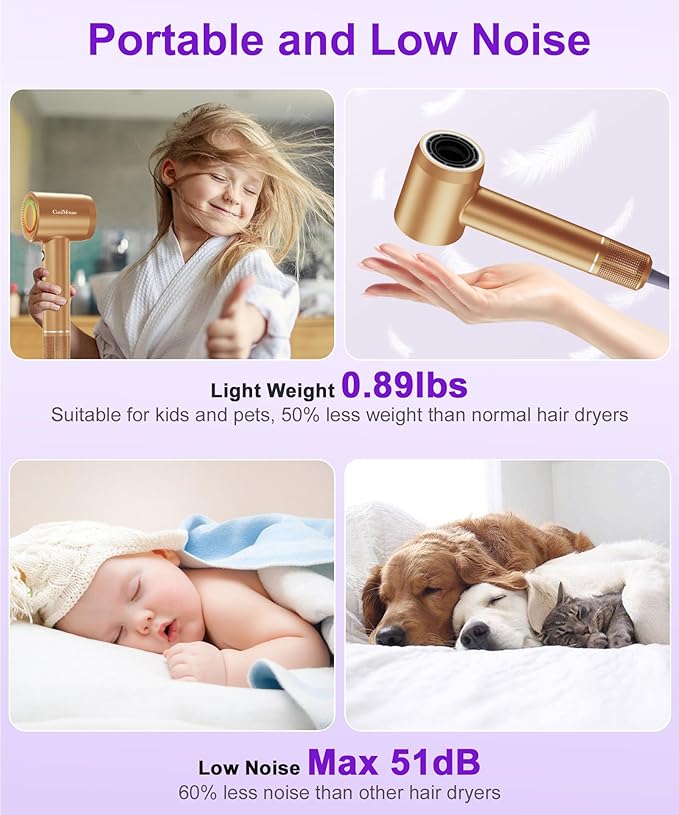 High-Speed Ionic Hair Dryer: 150000 RPM Brushless Motor 500 Millions Negative - Image 7