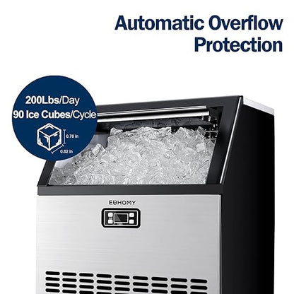 EUHOMY Commercial Ice Maker Machine, 200lbs Daily Output, Under Counter ice - Image 2