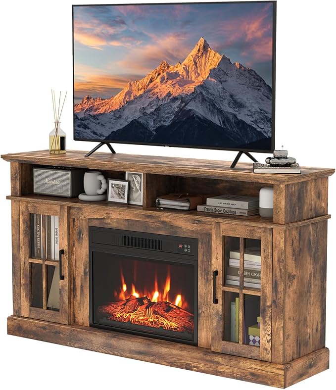 SIMOE Fireplace TV Stand with 23 Inch Fireplace, Electric TV Console by SIMOE