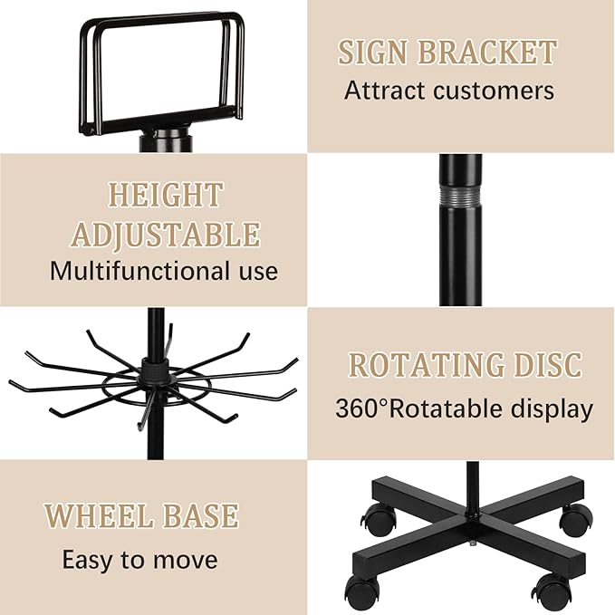 Exttlliy 5-Tier Metal Spinning Display Stand Rack - Image 4