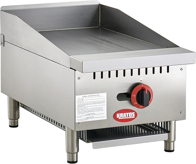 Kratos 15" Wide Commercial Restaurant Gas Countertop Griddle, Thermostatic by Kratos