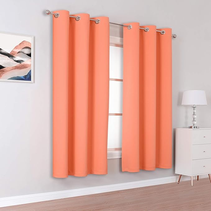 DUALIFE Light Coral Blackout Curtain Panels - Image 2